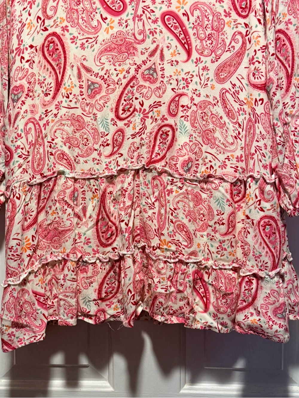 Pink Paisley Ruffle V-Neck Tunic - Picture 7 of 8